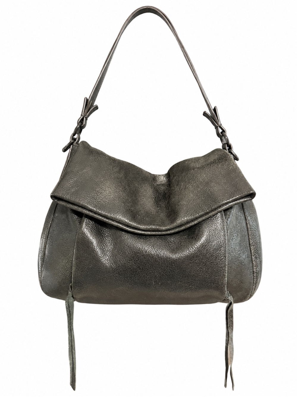 Aimee Kestenberg Black Pebbled Leather Hobo Shoulder Bag